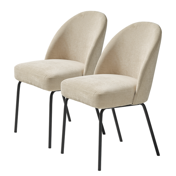Esszimmerstuhl Torrent 2er-Set - Chenille / Stahl - Sand