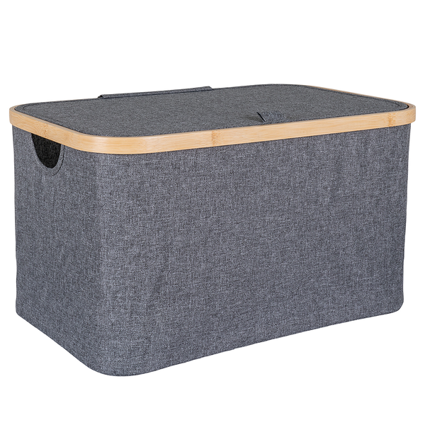 Aufbewahrungskorb Noto 45 x 30 cm - Polyester/ Bambus - Dunkelgrau
