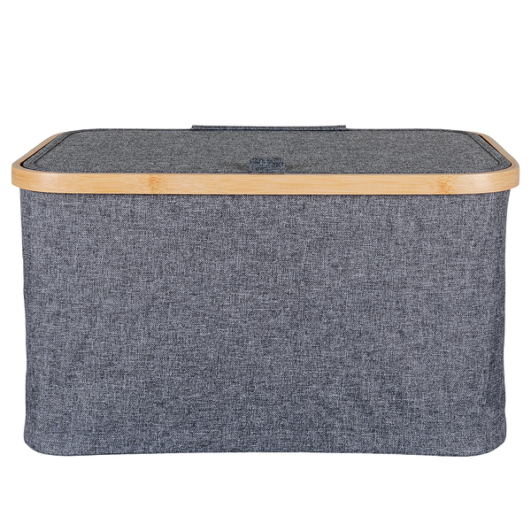 Aufbewahrungskorb Noto 45 x 30 cm - Polyester/ Bambus - Dunkelgrau