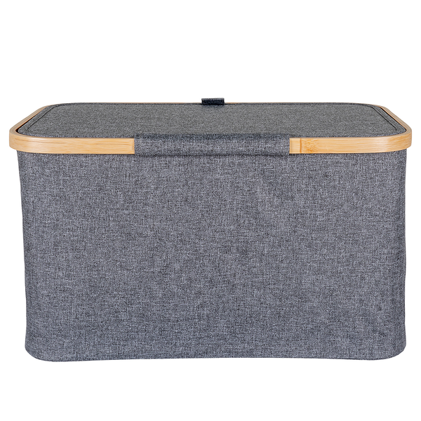 Aufbewahrungskorb Noto 45 x 30 cm - Polyester/ Bambus - Dunkelgrau
