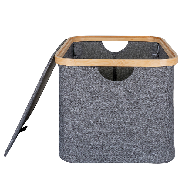 Aufbewahrungskorb Noto 45 x 30 cm - Polyester/ Bambus - Dunkelgrau