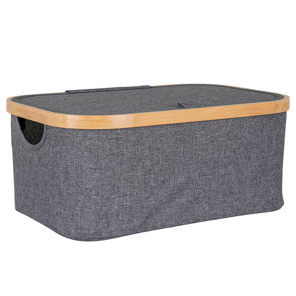 Aufbewahrungskorb Noto 26 x 38 cm - Polyester/ Bambus - Dunkelgrau