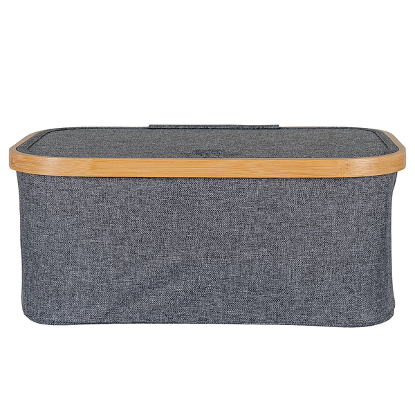 Aufbewahrungskorb Noto 26 x 38 cm - Polyester/ Bambus - Dunkelgrau