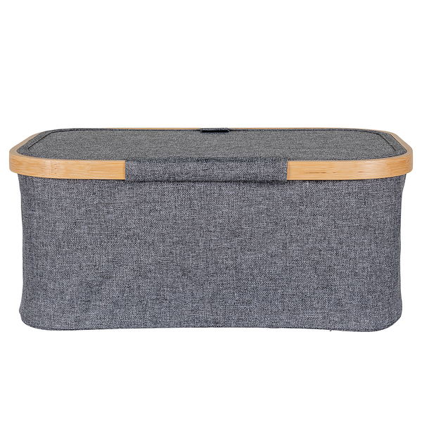Aufbewahrungskorb Noto 26 x 38 cm - Polyester/ Bambus - Dunkelgrau