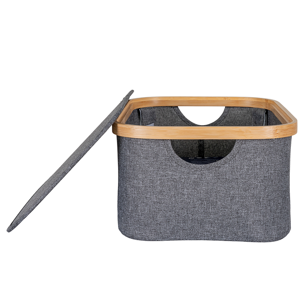 Aufbewahrungskorb Noto 26 x 38 cm - Polyester/ Bambus - Dunkelgrau