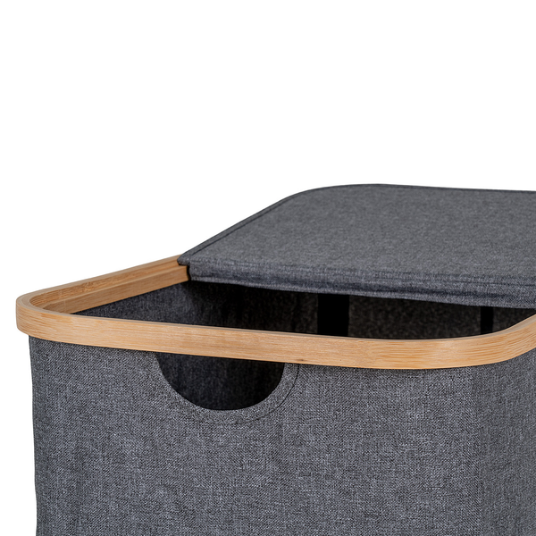 Wäschekorb Noto - Polyester / Bambus - Dunkelgrau