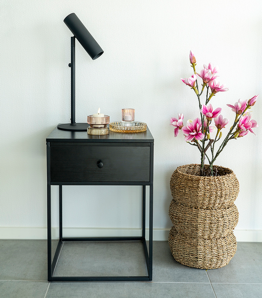 Kunstpflanze Magnolia - Polyethylen - Schwarz / Rosa