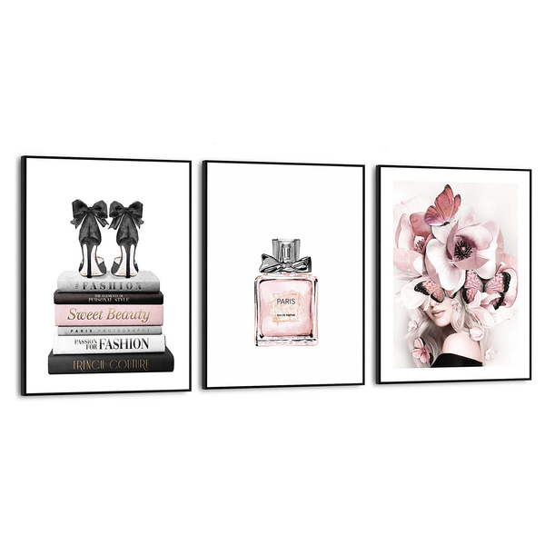 Wandbild Pink Beauty 3-teilig - Art Print auf MDF - 30 x 40 cm