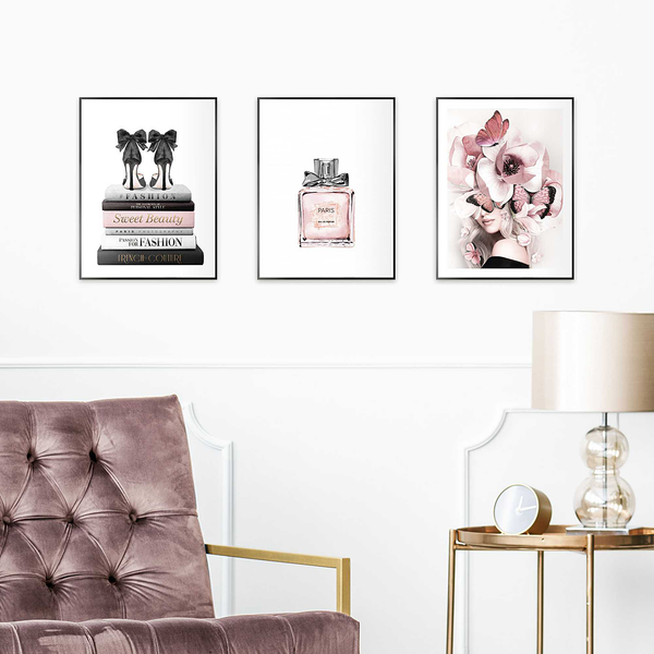 Wandbild Pink Beauty 3-teilig - Art Print auf MDF - 30 x 40 cm