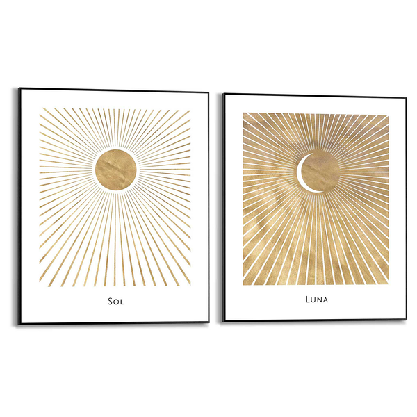 Wandbild Sonne und Mond 2-teilig - Art Print auf MDF - 40 x 50 cm