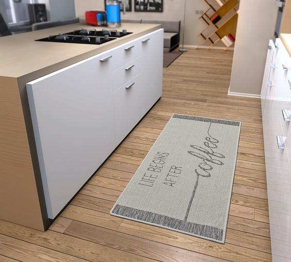 Kurzflorteppich Cucina Typ 6 - Polypropylen / Latex - Creme - 62 x 150 cm