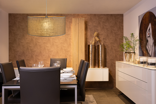 Pendelleuchte Pucket - Leinen - Beige - 1-flammig