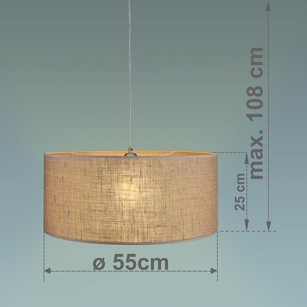 Pendelleuchte Pucket - Leinen - Beige - 1-flammig