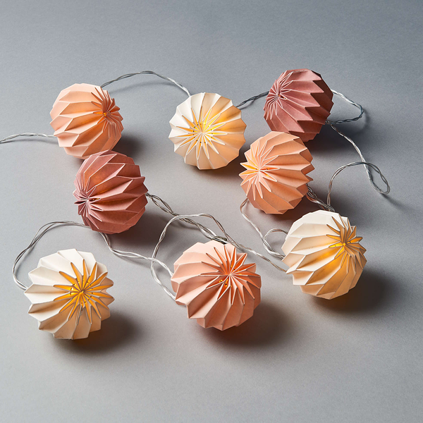 LED-Lichterkette HANAMI - Kupfer / Papier - Pink