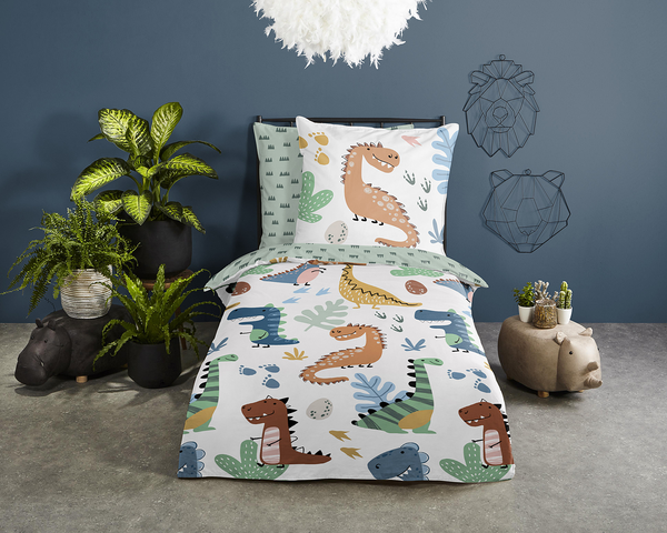 Kinderbettwäsche Dino - Baumwolle - 135 x 200 cm - Multicolor - 135 x 200 cm