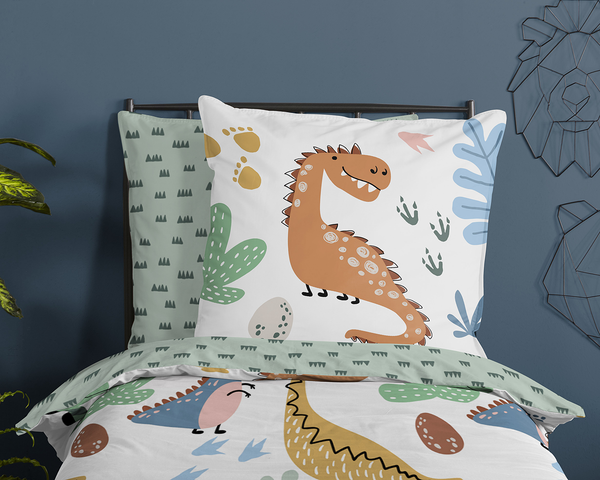 Kinderbettwäsche Dino - Baumwolle - 135 x 200 cm - Multicolor - 135 x 200 cm