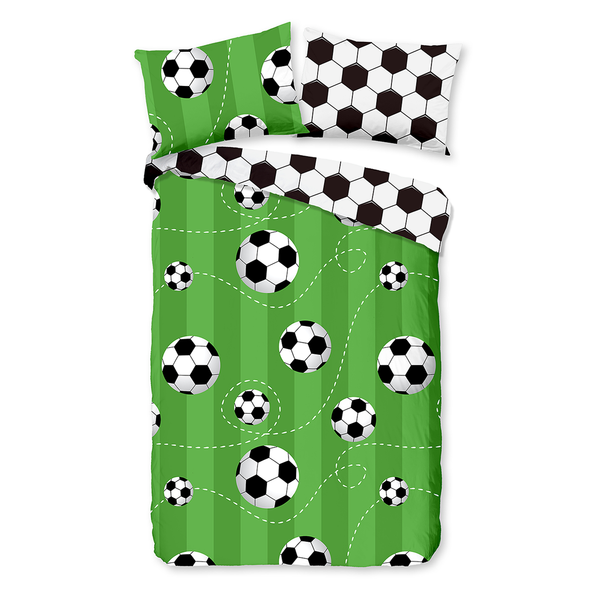 Kinderbettwäsche Soccer - Baumwolle - 100 x 135 cm - Grün - 100 x 135 cm