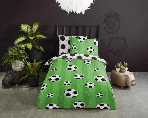 Kinderbettwäsche Soccer - Baumwolle - 100 x 135 cm - Grün - 100 x 135 cm