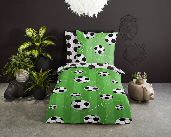 Kinderbettwäsche Soccer - Baumwolle - 135 x 200 cm - Grün - 135 x 200 cm