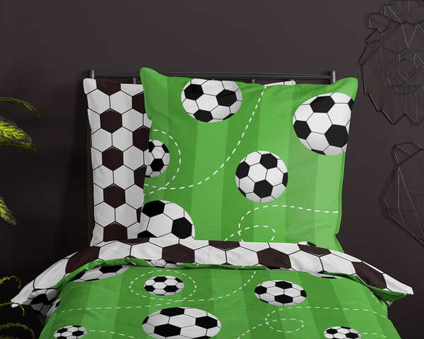 Kinderbettwäsche Soccer - Baumwolle - 135 x 200 cm - Grün - 135 x 200 cm