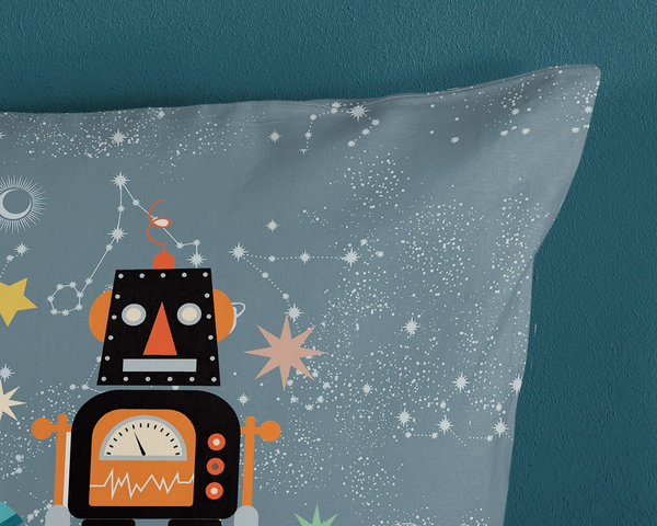 Kinderbettwäsche Spacemen - Baumwolle - 140 x 240 cm - Grau - 140 x 240 cm