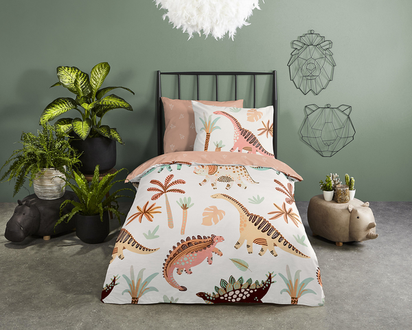 Kinderbettwäsche Dino - Baumwolle - 100 x 135 cm - Multicolor - 100 x 135 cm