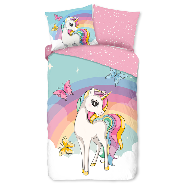 Kinderbettwäsche Dash - Baumwolle - 140 x 240 cm - Türkis / Pink - 140 x 240 cm