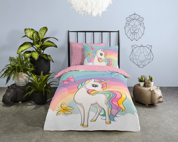 Kinderbettwäsche Dash - Baumwolle - 140 x 240 cm - Türkis / Pink - 140 x 240 cm