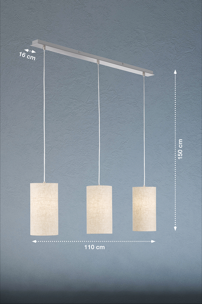 Pendelleuchte Thor 3-flammig - Eisen - Beige