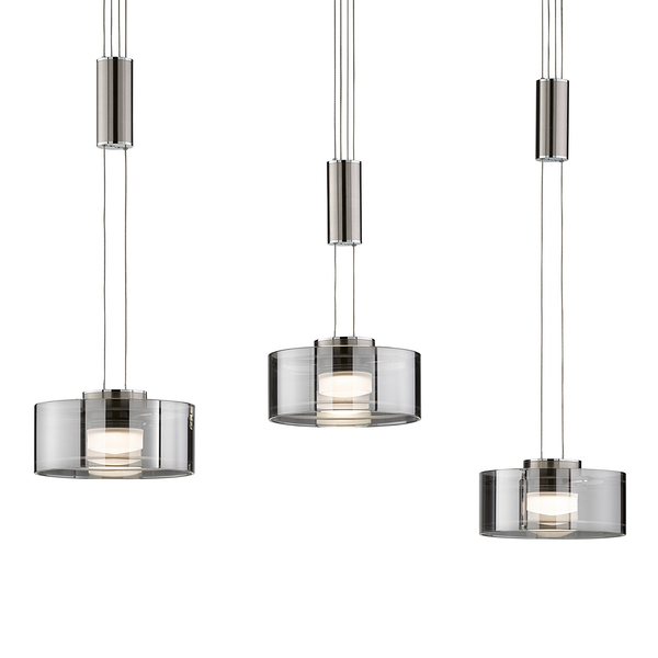 LED-Pendelleuchte Lavin - Eisen - Nickel - 3-flammig - Flammenanzahl: 3