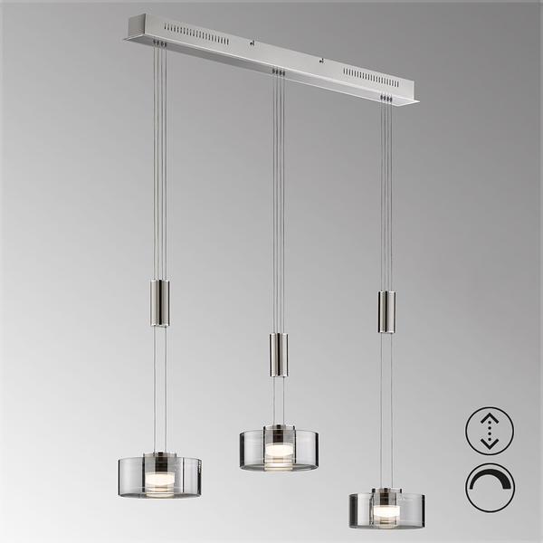 LED-Pendelleuchte Lavin - Eisen - Nickel - 3-flammig - Flammenanzahl: 3