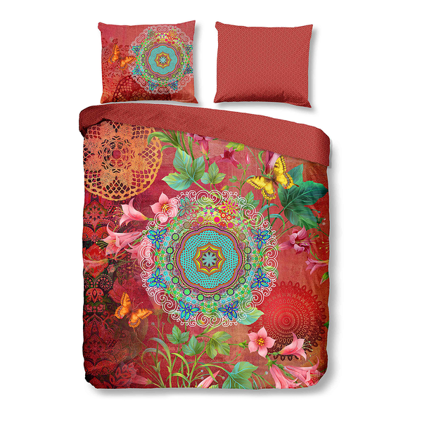 Renforce Bettwäsche Novali - Baumwolle/Satin - Braun / Rot - 240 x 200/220 cm + 2 Kissen 70 x 40 cm