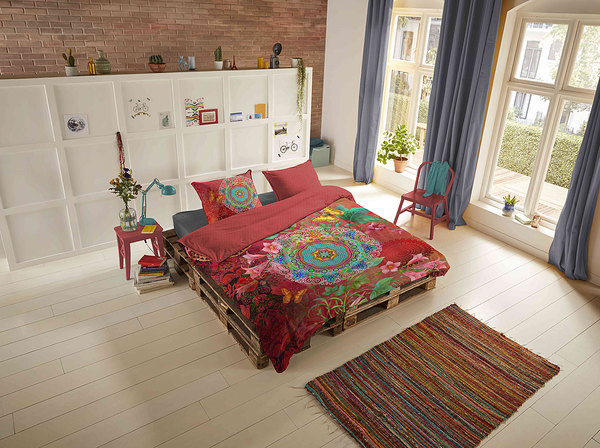 Renforce Bettwäsche Novali - Baumwolle/Satin - Braun / Rot - 240 x 200/220 cm + 2 Kissen 70 x 40 cm