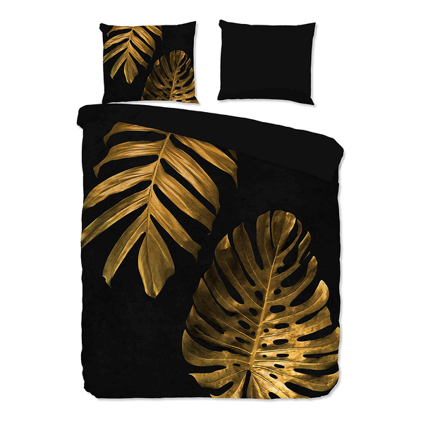 Microfaser Bettwäsche Kimberly - Microfaser - Gold / Schwarz - 140 x 200/220 cm + Kissen 70 x 60 cm
