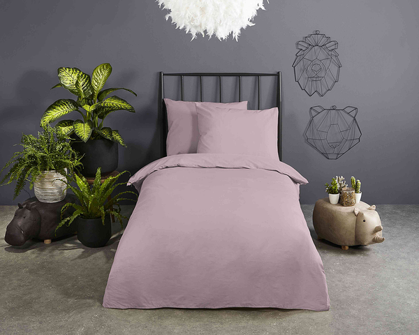 Renforce Bettwäsche Uni - Baumwolle - Pink - 140 x 200/220 cm + Kissen 70 x 60 cm