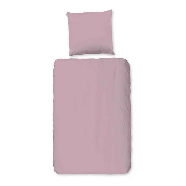 Renforce Bettwäsche Uni - Baumwolle - Pink - 135 x 200 cm + Kissen 80 x 80 cm