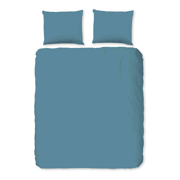 Renforce Bettwäsche Uni - Baumwolle - Blau - 200 x 200 cm + 2 Kissen 70 x 60 cm