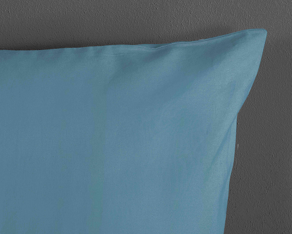 Renforce Bettwäsche Uni - Baumwolle - Blau - 200 x 200 cm + 2 Kissen 70 x 60 cm