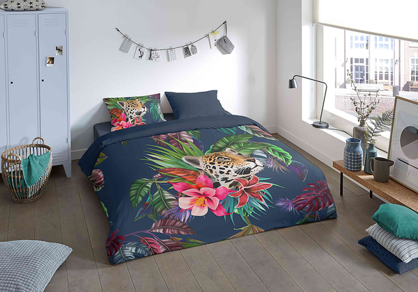 Microfaser Bettwäsche Wild - Microfaser - Multicolor / Blau - 200 x 200 cm + 2 Kissen 70 x 60 cm