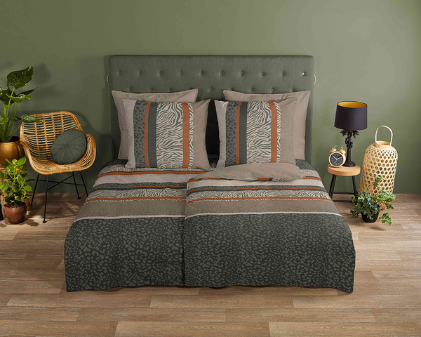 Renforce Bettwäsche Chimene - Baumwolle - Beige / Braun / Grau - 135 x 200 cm + Kissen 80 x 80 cm