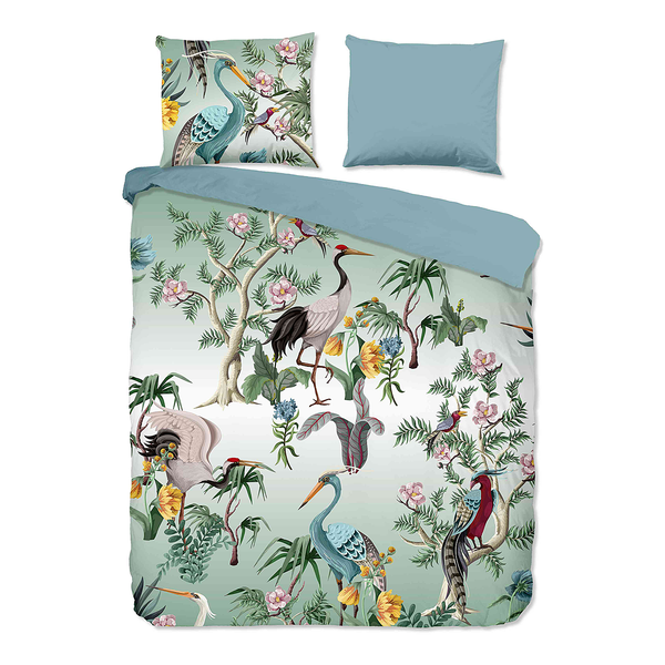 Renforce Bettwäsche Reeva - Baumwolle - Blau / Grün - 140 x 200/220 cm + Kissen 70 x 60 cm