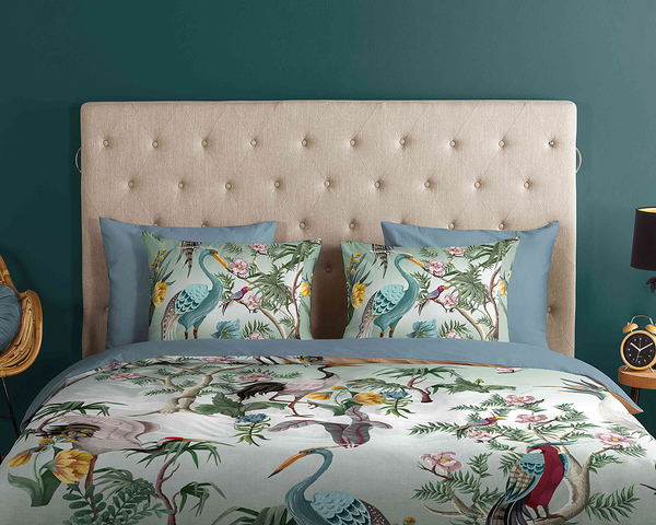Renforce Bettwäsche Reeva - Baumwolle - Blau / Grün - 140 x 200/220 cm + Kissen 70 x 60 cm
