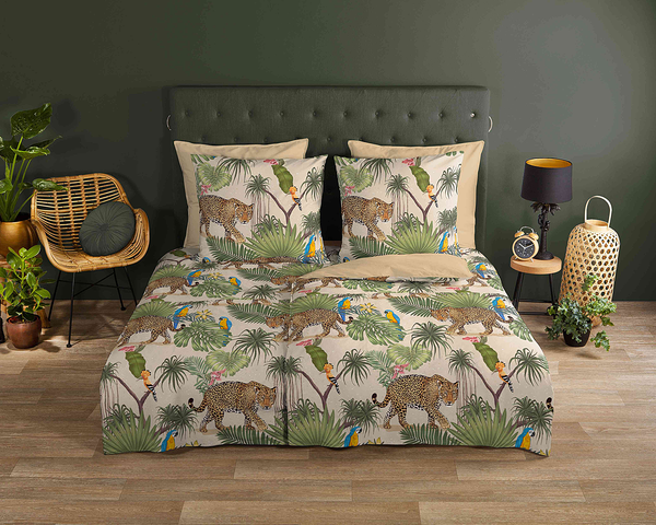 Renforce Bettwäsche Tropical - Baumwolle - Sand - 135 x 200 cm + Kissen 80 x 80 cm