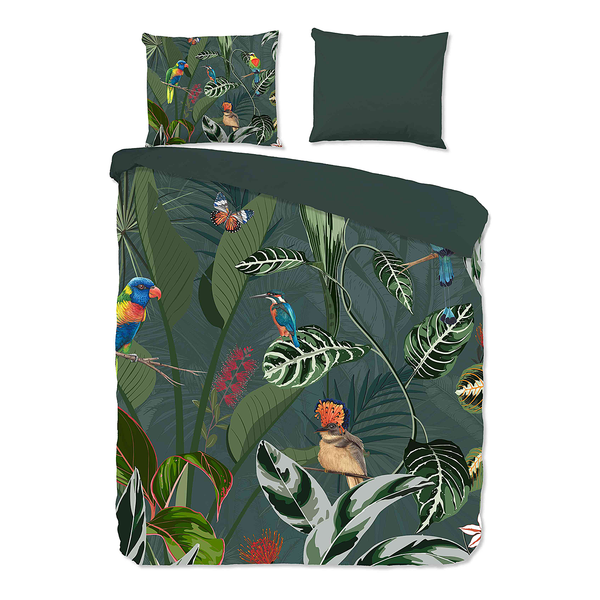 Renforce Bettwäsche Charlotte - Baumwolle - Grün - 200 x 200 cm + 2 Kissen 70 x 60 cm