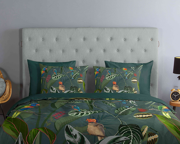 Renforce Bettwäsche Charlotte - Baumwolle - Grün - 200 x 200 cm + 2 Kissen 70 x 60 cm