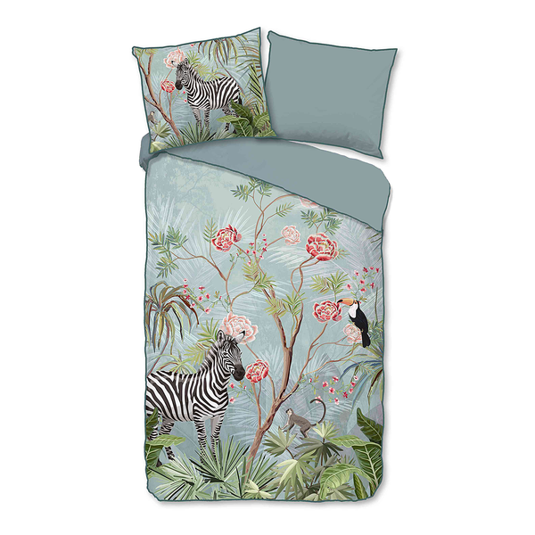 Renforce Bettwäsche Yasmin - Bio-Baumwolle/Satin - Aqua - 140 x 200/220 cm + Kissen 70 x 60 cm