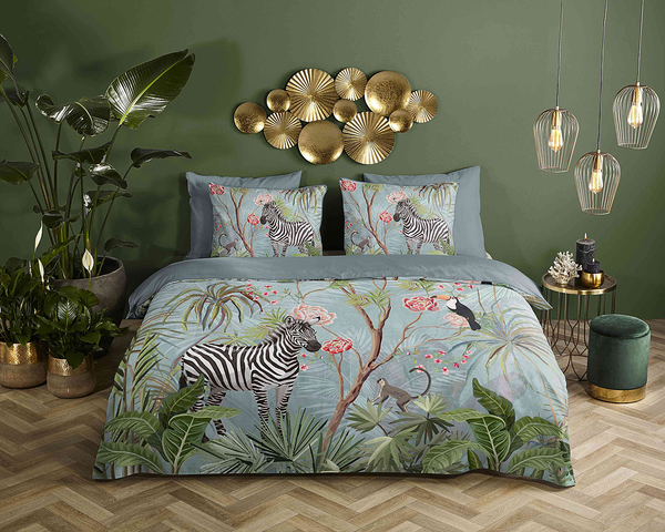 Renforce Bettwäsche Yasmin - Bio-Baumwolle/Satin - Aqua - 140 x 200/220 cm + Kissen 70 x 60 cm