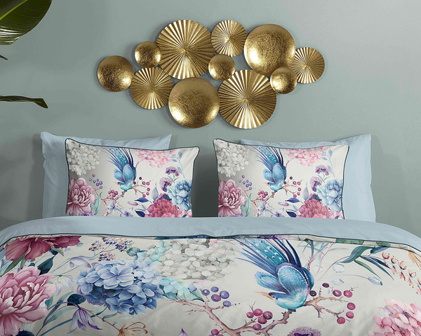 Renforce Bettwäsche Mondet - Bio-Baumwolle/Satin - Grau / Blau - 240 x 200/220 cm + 2 Kissen 70 x 40 cm