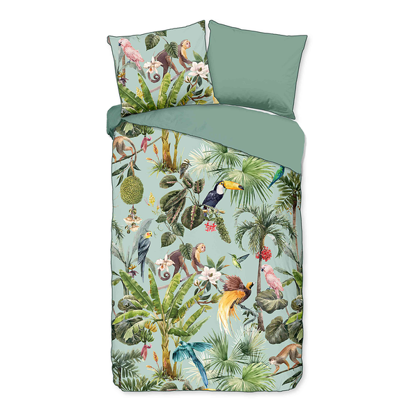 Renforce Bettwäsche Ignadi - Bio-Baumwolle/Satin - Grün - 140 x 200/220 cm + Kissen 70 x 60 cm