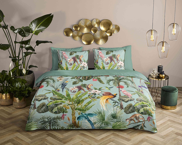 Renforce Bettwäsche Ignadi - Bio-Baumwolle/Satin - Grün - 140 x 200/220 cm + Kissen 70 x 60 cm